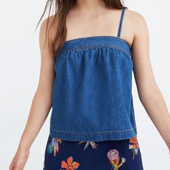 Madewell Tops - Madewell Denim Convertible Tie Back Tank‎ Top S Denim Wash Blue